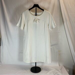 Boden Cream Knit Short Sleeve Dress – Bow Detail (Size 12R)